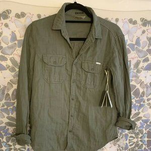 BNWT Mother Jeans XS Button Down Shirt Army Green